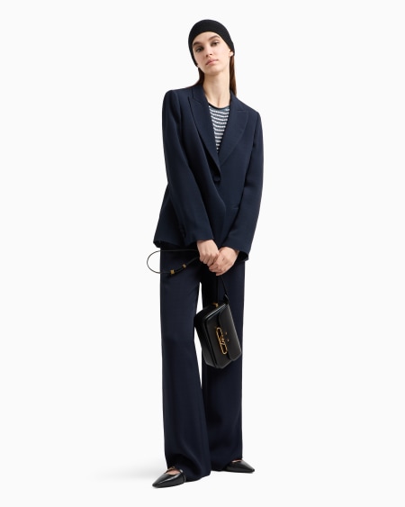 Armani Blazer de abotonadura sencilla confeccionado en mezcla de acetato con fantasía chevrón Icon Precio de fábrica