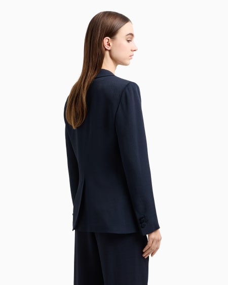 Armani Blazer de abotonadura sencilla confeccionado en mezcla de acetato con fantasía chevrón Icon Precio de fábrica