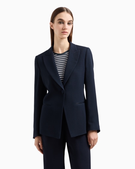 Armani Blazer de abotonadura sencilla confeccionado en mezcla de acetato con fantasía chevrón Icon Precio de fábrica