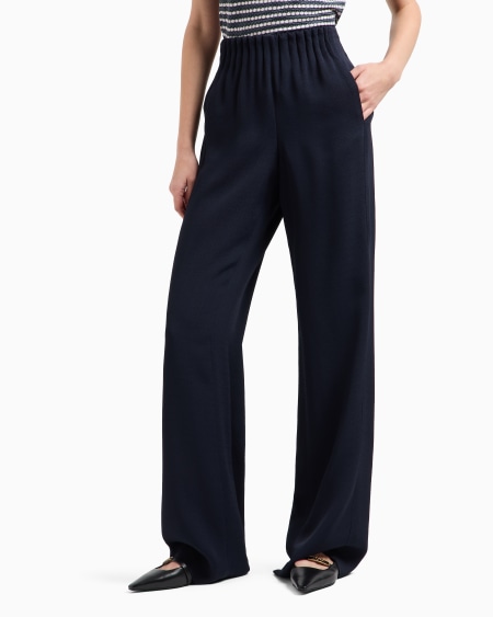 Armani Pantalones con cintura fruncida en mezcla de acetato con fantasía chevrón Icon Promoción por tiempo limitado