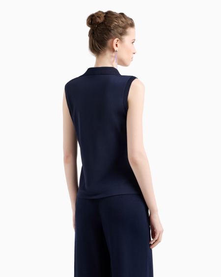 Armani Top en punto de crepé con trama de micropiqué Icon Solo hoy