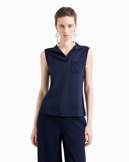 Armani Top en punto de crepé con trama de micropiqué Icon Solo hoy