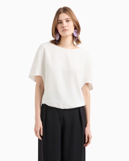Armani Blusa de cady técnico con bajo fruncido Promoción trimestral