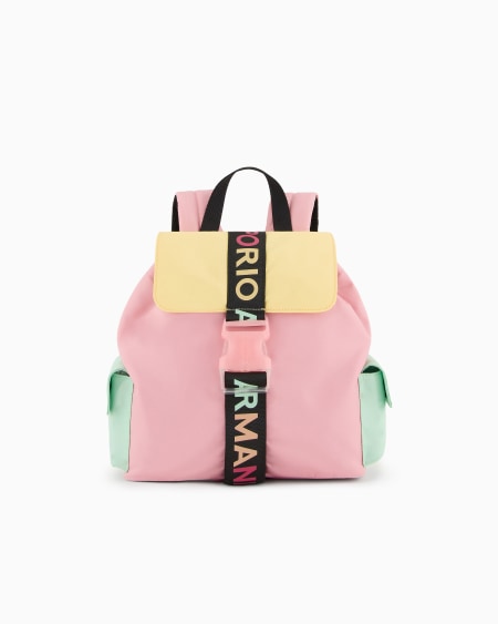 Armani Mochila de nailon con detalles de bloques de color y cincha con logotipo Grandes descuentos