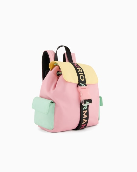 Armani Mochila de nailon con detalles de bloques de color y cincha con logotipo Grandes descuentos