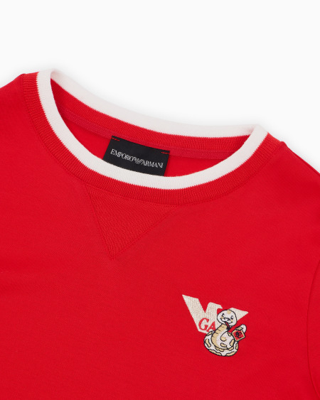 Armani Camiseta de punto de mezcla de lyocell con logotipo bordado ASV Descuento por venta flash