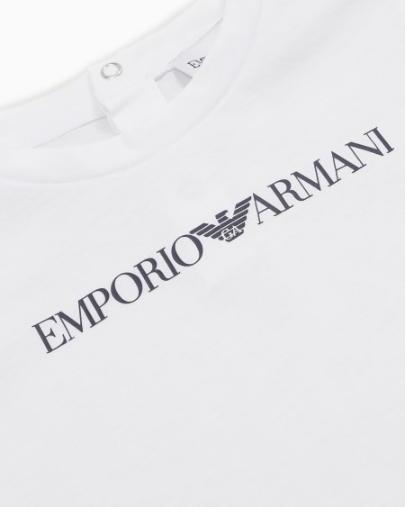 Armani Camiseta de punto de algodón pima con logotipo Ofertas de temporada