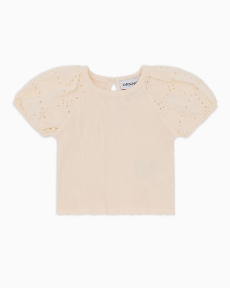 Armani Camiseta con mangas abullonadas efecto sangallo