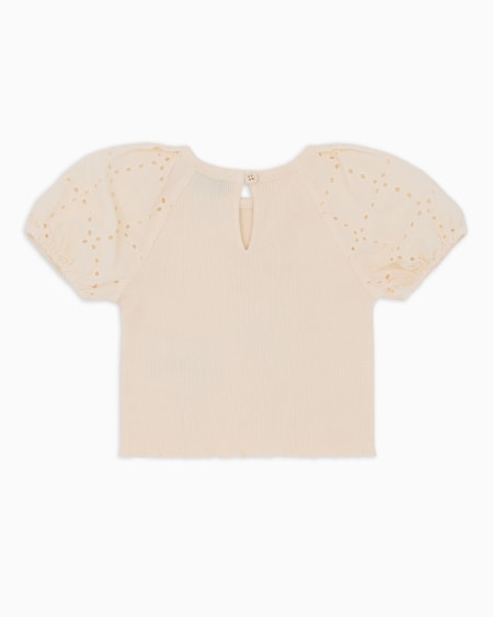 Armani Camiseta con mangas abullonadas efecto sangallo 2025