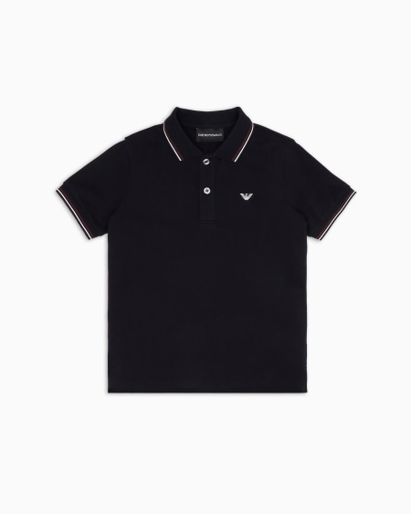 Armani Polo de piqué elástico con bordes a rayas