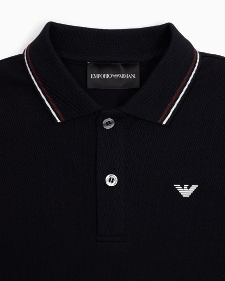 Armani Polo de piqué elástico con bordes a rayas En línea