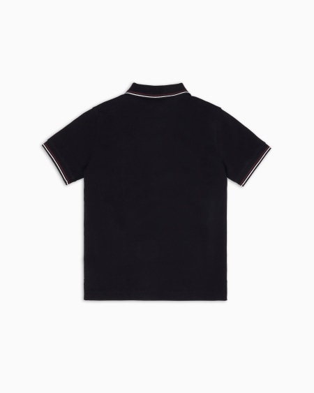 Armani Polo de piqué elástico con bordes a rayas En línea
