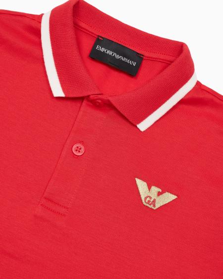 Armani Polo de punto de mezcla de lyocell con logotipo bordado ASV Rebajas