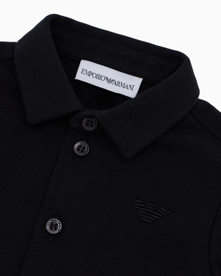 Armani Camisa de piqué con bordado de águila Gran oferta