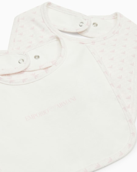 Armani Paquete de dos baberos de punto con logotipo y motivo de águilas con efecto óptico Tienda