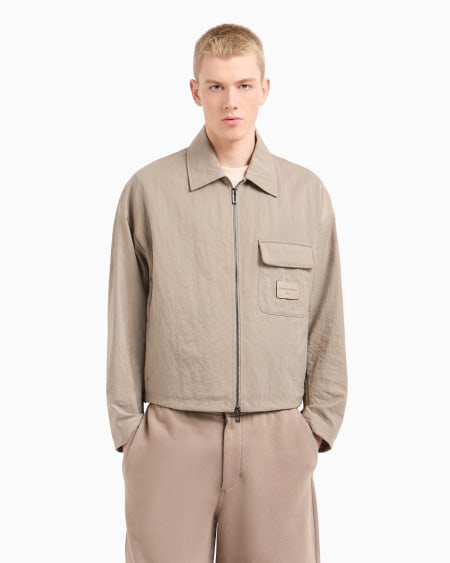 Armani Cazadora con cremallera de nailon arrugado Rebajas top