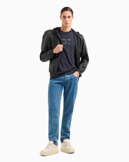 Armani Cazadora reversible de corte relajado de napa de cordero con inscripción integral en relieve Últimos 3 días