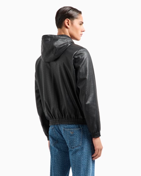 Armani Cazadora reversible de corte relajado de napa de cordero con inscripción integral en relieve Últimos 3 días