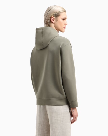 Armani Sudadera de corte holgado en punto doble con capucha y maxiestampado de lirio COMPRAR AHORA