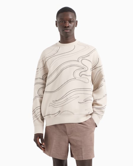 Armani Sudadera de punto doble con bordado cosido Último día