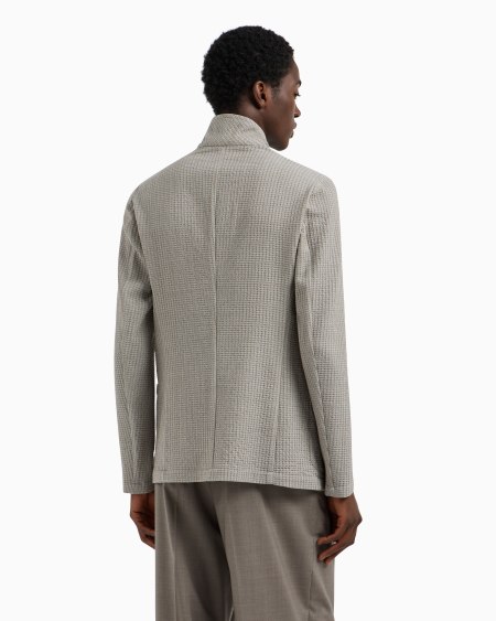 Armani Chaqueta con cuello de tira y cierre descentrado de lana virgen estructurada Oferta especial de fábrica