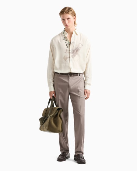 Armani Pantalones chinos de sarga ligera de mezcla de lana virgen Promoción trimestral