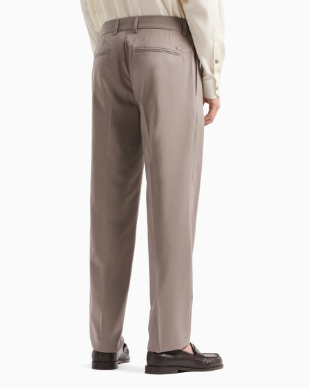 Armani Pantalones chinos de sarga ligera de mezcla de lana virgen Promoción trimestral