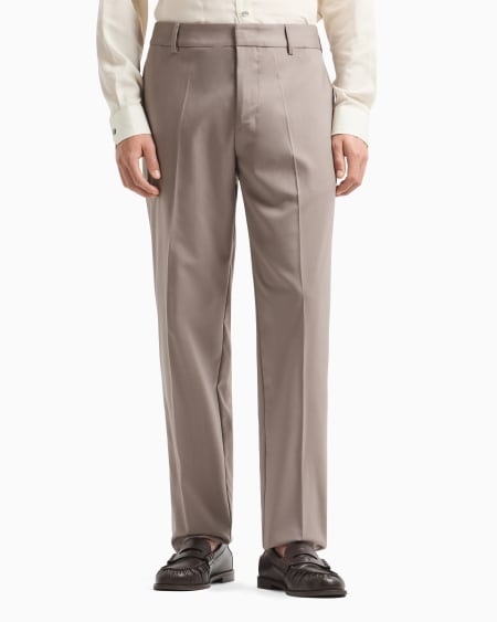 Armani Pantalones chinos de sarga ligera de mezcla de lana virgen Promoción trimestral