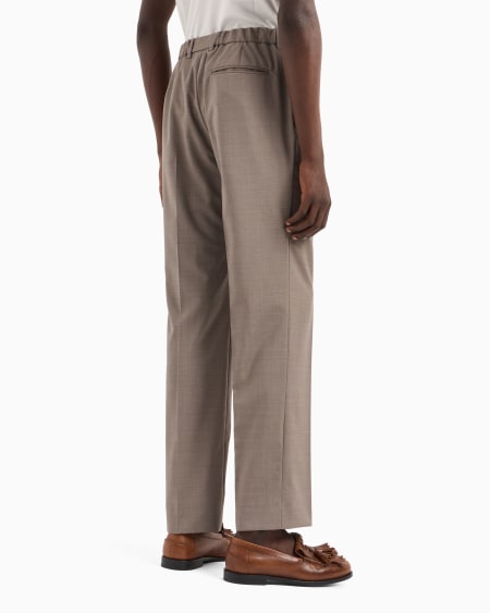 Armani Pantalones con pliegue de tela de lana fría tropical Grandes descuentos