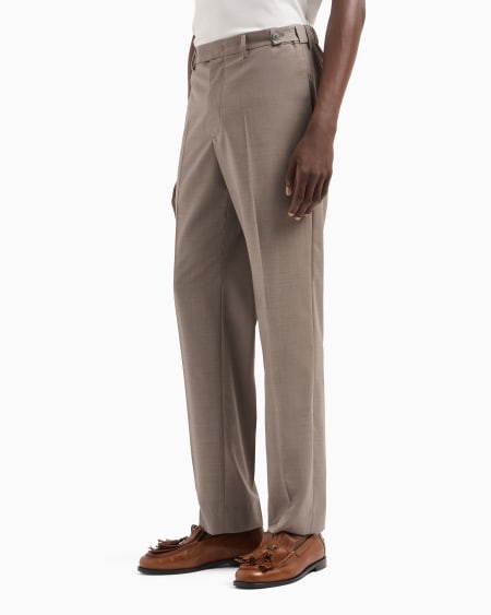 Armani Pantalones con pliegue de tela de lana fría tropical Grandes descuentos