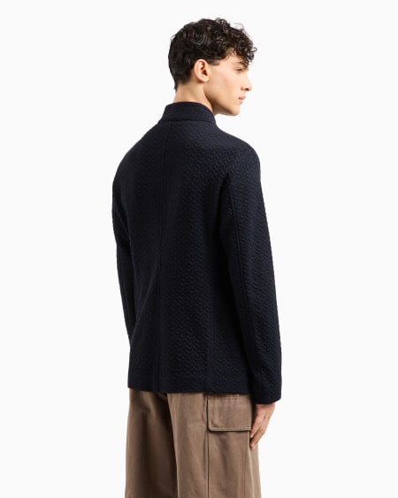 Armani Chaqueta con cuello de tira de punto jersey con motivo chevrón Tienda de fábrica