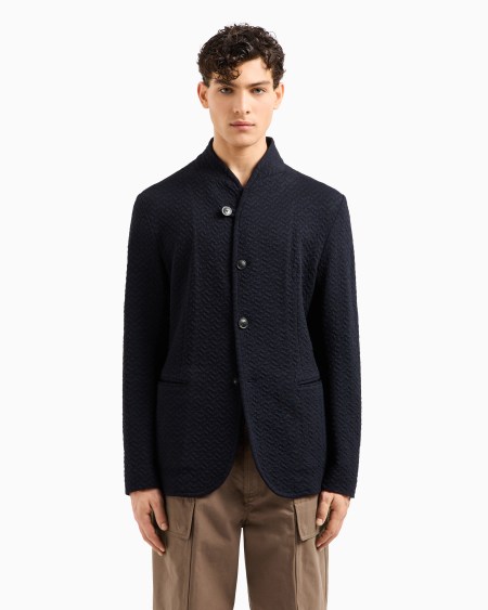 Armani Chaqueta con cuello de tira de punto jersey con motivo chevrón Tienda de fábrica