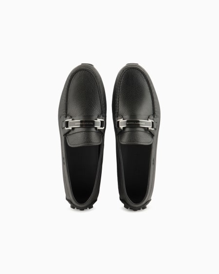 Armani Mocasines driver en cuero plena flor con estribo Precios de Black Friday