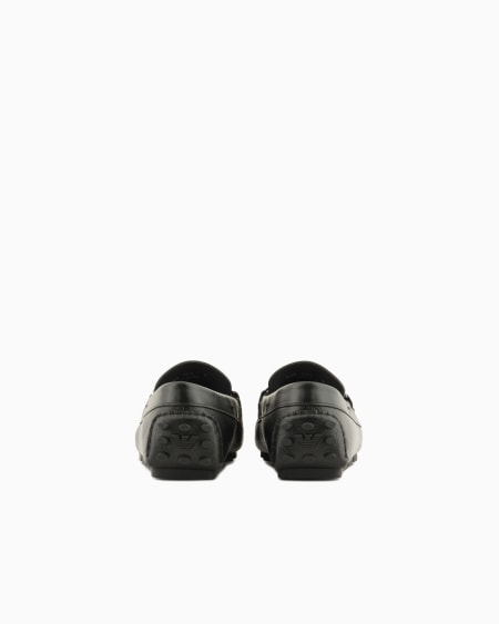 Armani Mocasines driver en cuero plena flor con estribo Precios de Black Friday