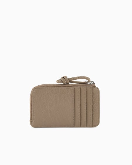Armani Tarjetero con cremallera de piel abatanada Oferta exclusiva
