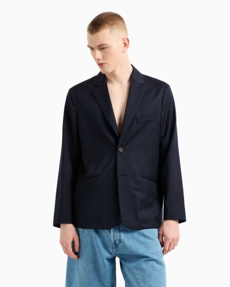 Armani Chaqueta de abotonadura sencilla de sarga ligera de mezcla de lana virgen Descuento por venta flash
