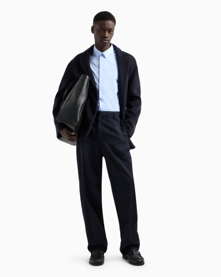 Armani Pantalones chinos de sarga ligera de mezcla de lana virgen Ofertas de temporada
