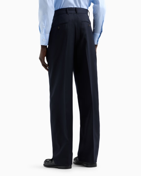 Armani Pantalones chinos de sarga ligera de mezcla de lana virgen Ofertas de temporada