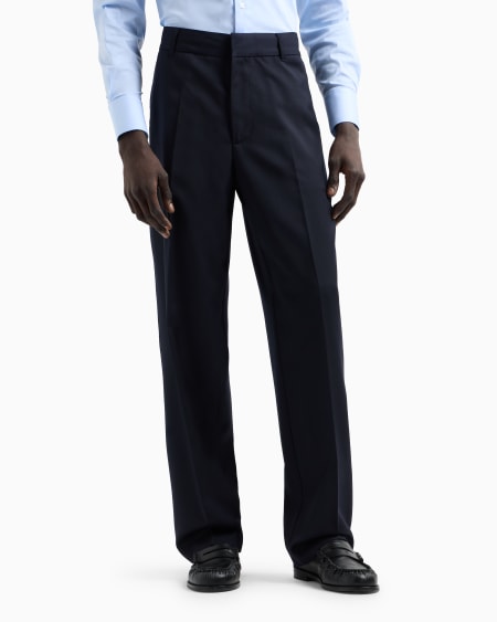 Armani Pantalones chinos de sarga ligera de mezcla de lana virgen Ofertas de temporada