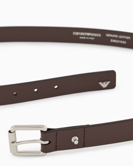 Armani Cinturón de piel lisa con placa de águila Ofertas especiales