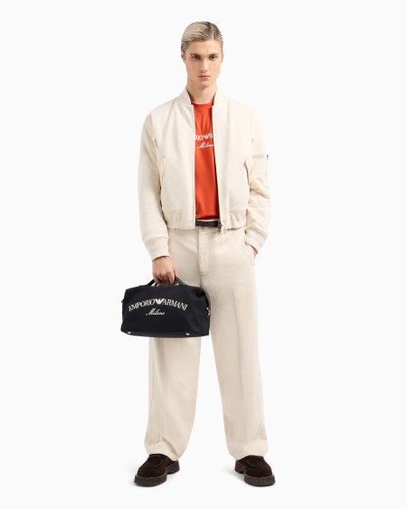 Armani Camiseta de punto de mezcla de lyocell con logotipo bordado ASV Grandes ahorros