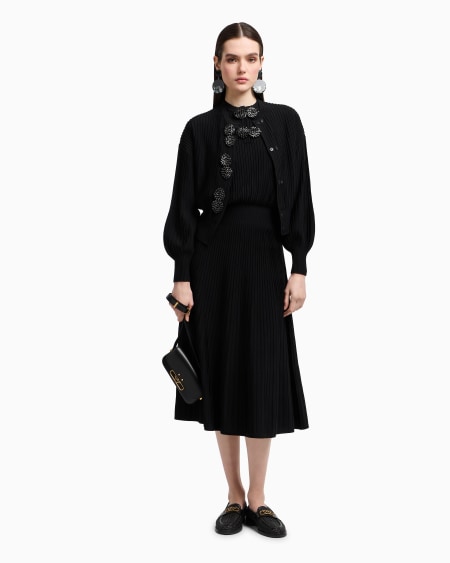Armani Vestido largo de tejido ottoman con detalles joya Ofertas