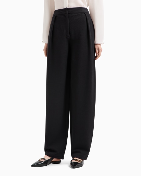 Armani Pantalones de pinzas de punto en tejido jacquard con efecto malla Tienda