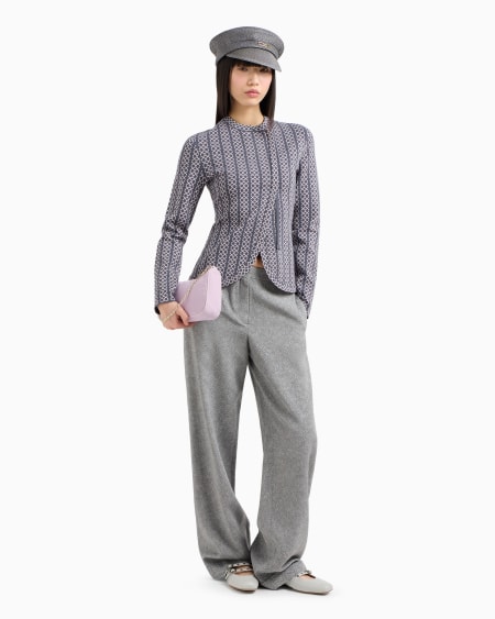 Armani Chaqueta con cuello de tira de tejido jacquard bicolor Mejor oferta