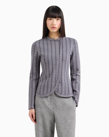 Armani Chaqueta con cuello de tira de tejido jacquard bicolor Mejor oferta
