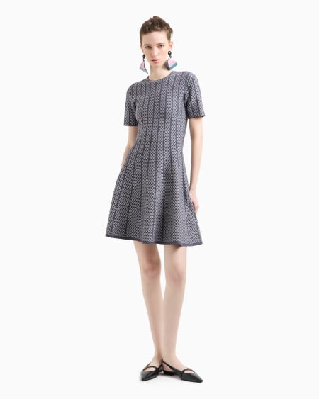 Armani Vestido acampanado de punto con elaboración en tejido jacquard Rebajas online