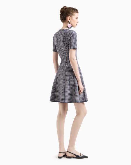 Armani Vestido acampanado de punto con elaboración en tejido jacquard Rebajas online