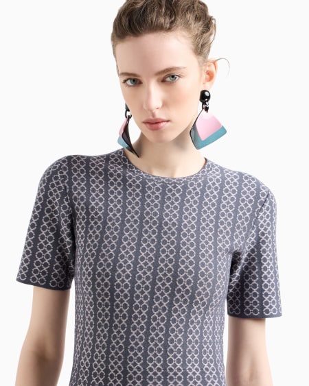 Armani Vestido acampanado de punto con elaboración en tejido jacquard Rebajas online