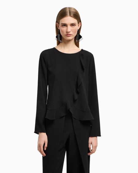 Armani Chaqueta camisera de crepé fluido con volantes Envío gratis