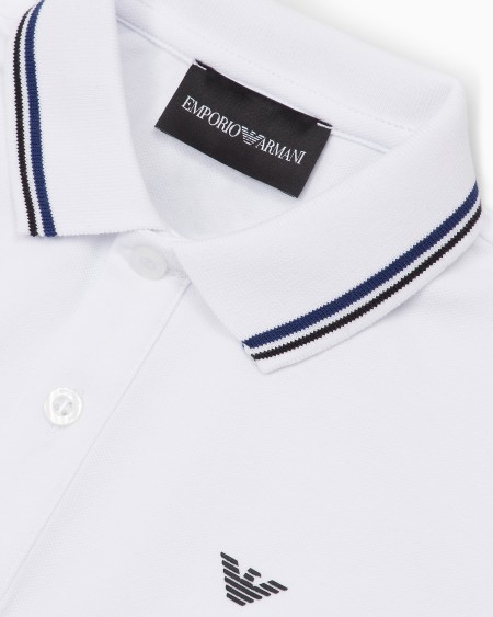 Armani Polo de piqué elástico con bordes a rayas Precio de fábrica
